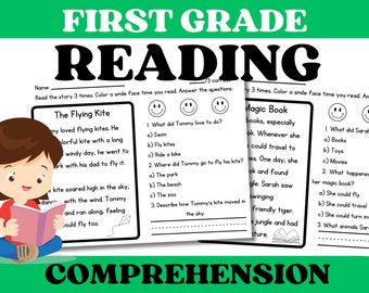 First Grade Reading Comprehension Worksheets Decodable Stories with Questions Homeschool Learn at Home | Reading Fluency Passages