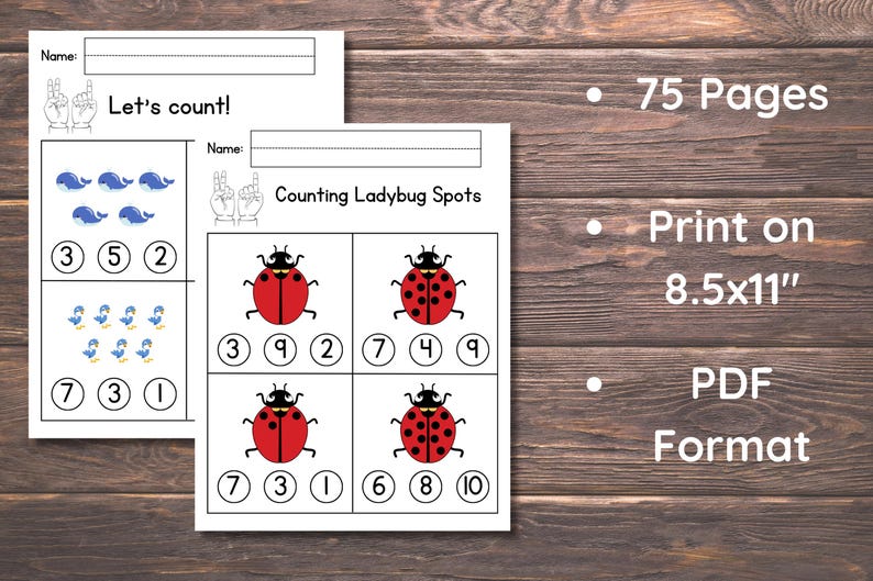 May include: A printable worksheet for children to practise counting. The worksheet features a ladybug with black spots and the numbers 3, 9, 2, 7, 4, 9, 7, 3, 1, 6, 8, and 10. The text "Counting Ladybug Spots" is at the top of the worksheet. The worksheet is designed to be printed on A4 paper.