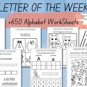 Letter of the Week Worksheets Printable, Alphabet Busy Book, Learning Binder, Preschool Curriculum, Toddler Tracing Activities, Kindergarten