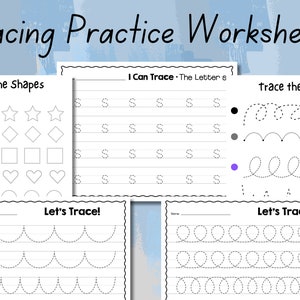 Preschool Pre-K Kindergarten Learning Bundle 600 Pages Printable Activity Worksheets Coloring Dot To Dot Tracing Alphabet zdjęcie 2