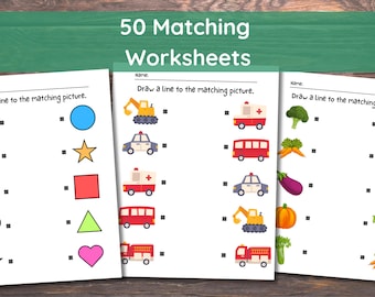 Printable Matching Worksheets, Match the Picture, Kindergarten Preschool Activity, Busybook, Educational Pages