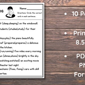 10 Printable Choose the Correct Verb Worksheets. 1st-2nd Grade ELA ...