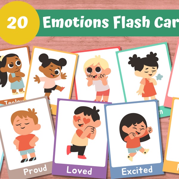 Emotion Flashcards | Feelings Flash Cards | Emotion Cards Toddler | Printable Emotion Cards For Kids | Montessori Materials | Emotions Chart