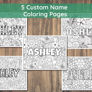 Custom Name Coloring Pages PDF | Personalized Printable Name Pages for Kids & Adults | 5 Sheets, 8.5×11 Floral Designs