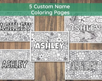 Custom Name Coloring Pages PDF | Personalized Printable Name Pages for Kids & Adults | 5 Sheets, 8.5×11 Floral Designs