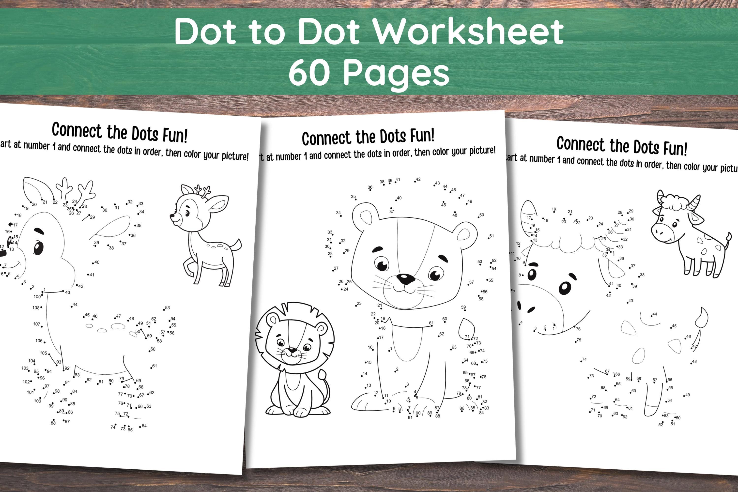 Dot to Dot Worksheet, Connect the Dots Printable, Coloring Pages for ...