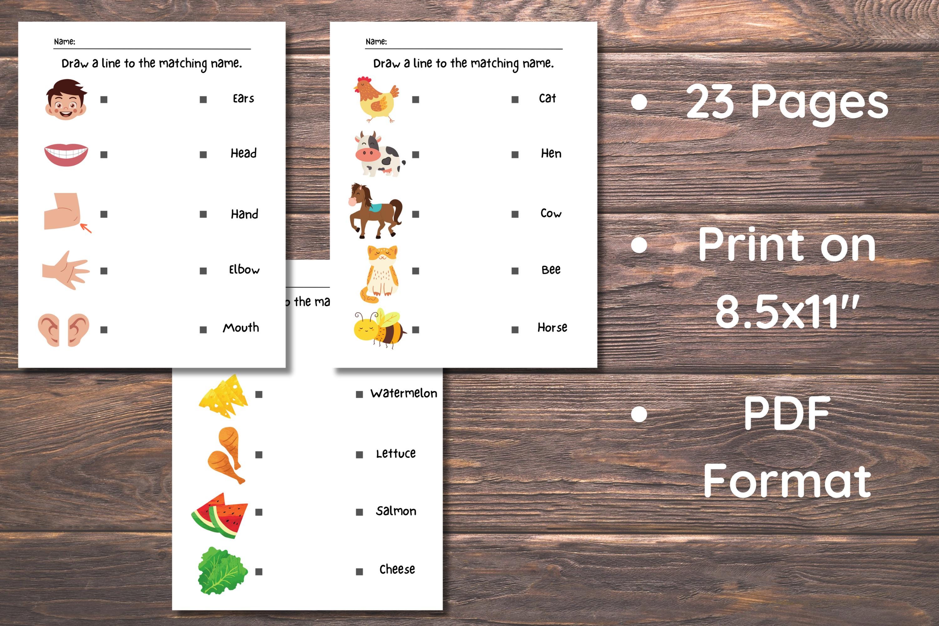Printable Matching Names Worksheets, Match the Name, Kindergarten ...