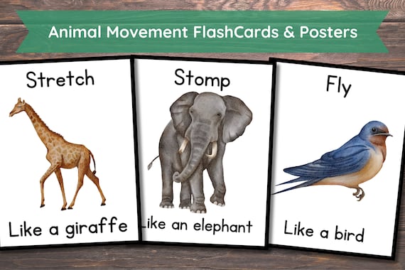 Animal Movement Cards, Movement Activity, Action Cards, Circle Time, Educational Preschool Printable Activity, Toddler,Preschool, Homeschool