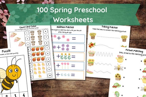 Spring Activity Kindergarten, Spring Homeschool Printable, Preschool Worksheets, Kindergarten Worksheets, Spring Worksheet, Spring Printable