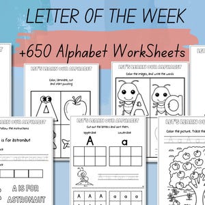 Letter of the Week Worksheets Printable, Alphabet Busy Book, Learning Binder, Preschool Curriculum, Toddler Tracing Activities, Kindergarten