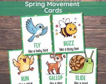 Cartões de Movimentos de Primavera, 28 Cartões de Atividades Motoras de Primavera, Cartões de Ação de Primavera, Cartões de Movimento para Crianças, Atividade de Primavera, Desenvolvimento da Coordenação Motora Ampla