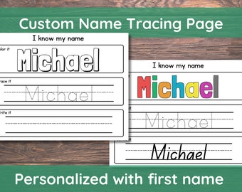 Custom Name Writing Activity,Name Tracing Worksheet Printable,Dry Erase Name Mats, , Preschool Name Busy Book Page, Toddlers, Handwriting