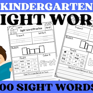 100 Printable Let's Learn Fry 1st Hundred Sight Words Worksheets. Kindergarten-1st Grade Handwriting and Spelling Activity.