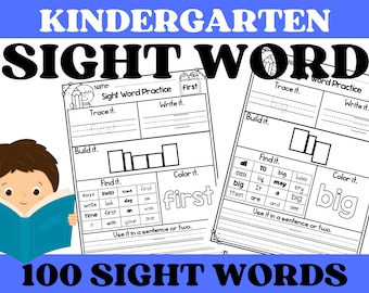 100 Printable Let's Learn Fry 1st Hundred Sight Words Worksheets. Kindergarten-1st Grade Handwriting and Spelling Activity.