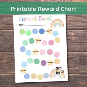 Tabla de recompensas para niños imprimible Tabla de pegatinas de arcoíris imprimible para niños Tabla de entrenamiento Tabla de comportamiento de objetivos Tabla de rutinas para niños pequeños Tabla de estrellas Orinal