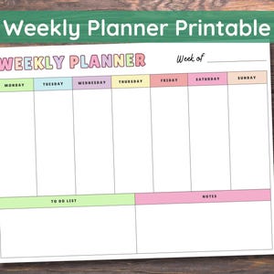 Weekly Planner Printable, Weekly Schedule Template, Homeschool Weekly Schedule, Weekly Planner To Do List, Kids Teens Week School Schedule