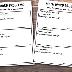 1st Grade Math Worksheet Printable - Word Problems, Addition, Subtraction, Homeschool, First Grade Math Workbook, 1st Grader Worksheet image 2