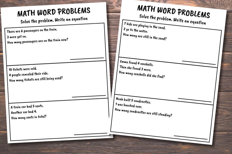 1st Grade Math Worksheet Printable - Word Problems, Addition, Subtraction, Homeschool, First Grade Math Workbook, 1st Grader Worksheet image 2