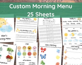 Custom Morning Menu Daily Sheets | Morning Time Elementary | Morning Time Homeschool | Daily Homeschool Planner | Morning Menu Homeschool