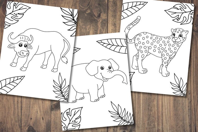 Printable Safari Animals Coloring Pages for Kids 15 Coloring - Etsy