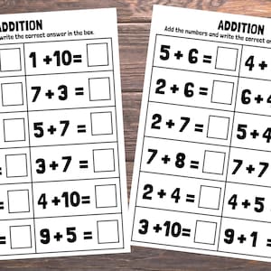 20 Printable Additition Fill in the Blanks Worksheets for Kindergarten ...