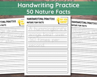 Tracing Worksheets, Handwriting Practice, Printable Sentences Writing Practice Activity, Write the Sentence Sheets, Nature Facts Worksheets