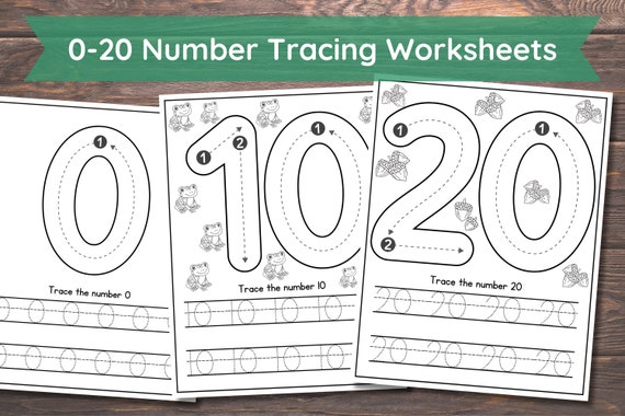 20 Number tracing worksheets, traceable numbers, preschool worksheets, 0-20 Printable Number Tracing, Kids Tracing, Handwriting Practice