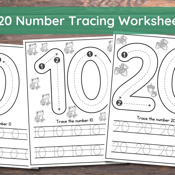 20 Number tracing worksheets, traceable numbers, preschool worksheets, 0-20 Printable Number Tracing, Kids Tracing, Handwriting Practice
