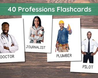 Professions (Real Pictures) - 40 Montessori Cards - Flash Cards Nomenclature Cards  Printable Cards Montessori Preschool Kindergarten PDF