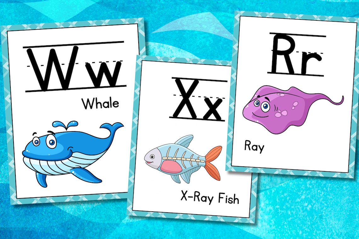 Printable Ocean Theme Alphabet Posters ABC Letters Classroom Etsy