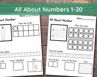 Number Tracing Worksheets 1-20 PDF, Preschool Math Activities, Kindergarten Counting Practice, Homeschool Printable Workbook