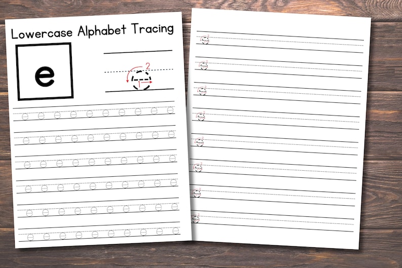 52 Printable Lowercase Alphabet Tracing Worksheets. Preschool-Kindergarten Handwriting.Letter Tracing Worksheets. 8.5x11" image 4