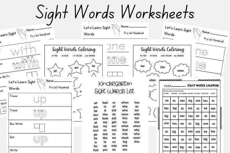 Printable Toddler Worksheets or Toddler Workbook Instant Download Alphabet, Numbers, Sight Words, Addition, Math Activities, Coloring pages image 3