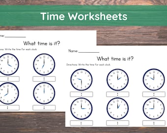 10 Telling Time To The Hour Worksheet, Kindergarten, First Grade Worksheet, Learn to Tell The Time in Digital Analog Clock Homework Practice