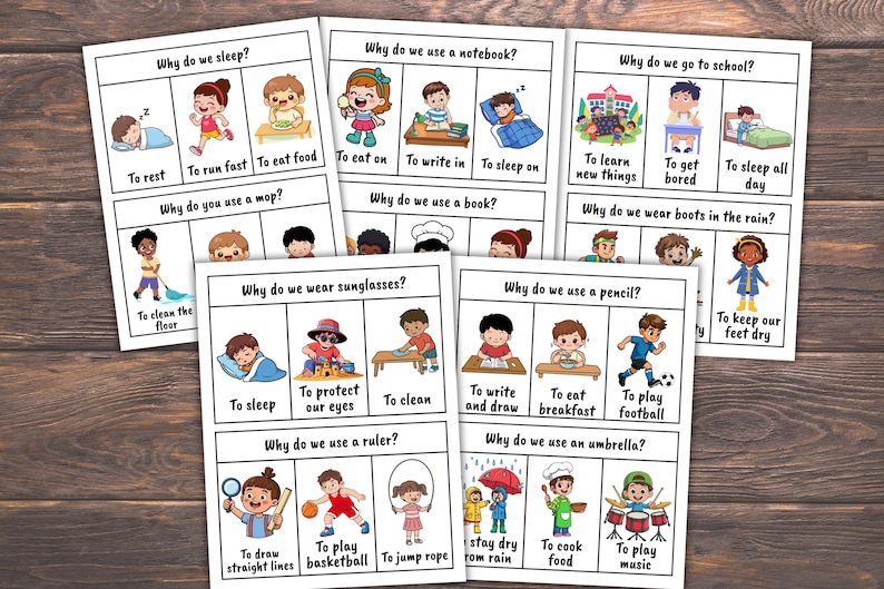 WH Question Flash Cards Printable, Speech Therapy Resource, Speech ...