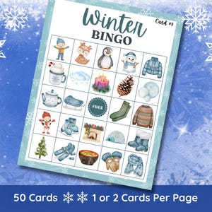 Bingo de invierno, Bingo de invierno imprimible, Tarjetas de bingo de invierno imprimibles, Bingo de invierno imprimible para niños, Juego de invierno imprimible para niños