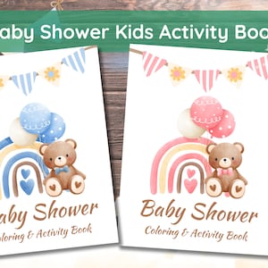 Libro di attività per bambini Baby Shower da colorare, colorare Baby Shower, giochi Baby Shower per bambini, foglio da colorare stampabile, attività da tavolo per bambini