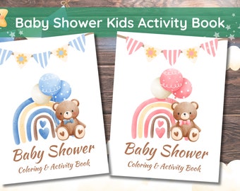 Baby Shower Kids Activity Book Coloring, Baby Shower Coloring, Baby Shower Games for kids, Printable Coloring Sheet, Kids Table Activity