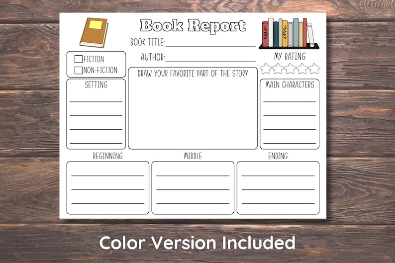 Book Report Template for Kids Printable, Reading Response Worksheet PDF ...