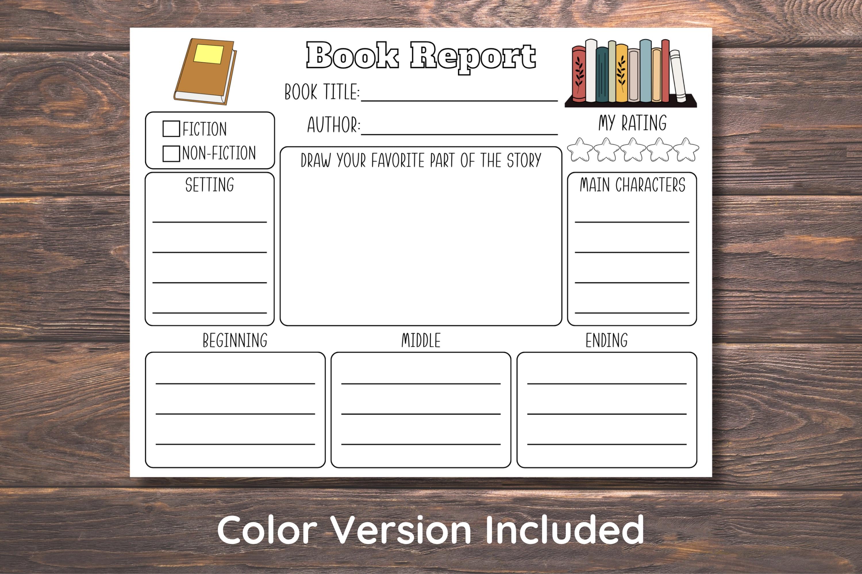Book Report Template for Kids Printable, Reading Response Worksheet PDF ...