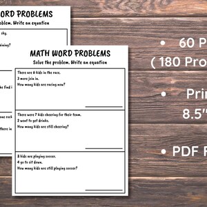 1st Grade Math Worksheet Printable - Word Problems, Addition, Subtraction, Homeschool, First Grade Math Workbook, 1st Grader Worksheet image 5
