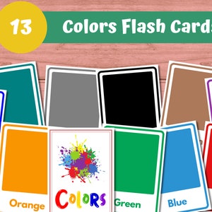 13 Color Cards, Montessori Flashcards, Pre-School Cards, Educational Printable Cards, Color Flashcards For Kids, Instant Download