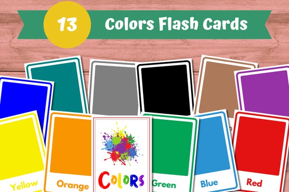 13 Color Cards, Montessori Flashcards, Pre-School Cards, Educational Printable Cards, Color Flashcards For Kids, Instant Download