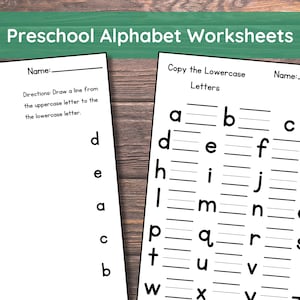 9 hojas de trabajo del alfabeto preescolar imprimibles / Hojas de trabajo y actividades de reconocimiento de letras / Actividades de rastreo del alfabeto y escritura a mano