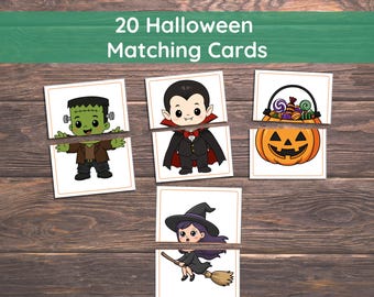 Halloween Matching Cards for Kids, Halloween Matching Game Printable, Halloween Memory Game, Preschool & Kindergarten Activity, Party Game