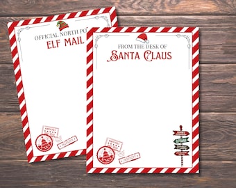 Lettre vierge du Père Noël, Lettre des lutins, Lettre du Père Noël, Papeterie du Père Noël, Papeterie de Noël à imprimer, Modèles de lutins à imprimer, Courrier du Père Noël