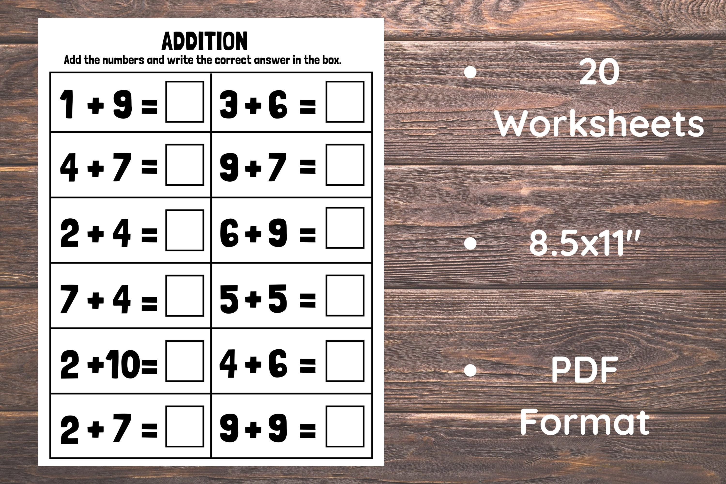 20 Printable Additition Fill in the Blanks Worksheets for Kindergarten ...