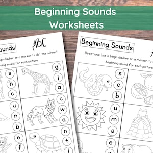 10 Printable Beginning Sounds Worksheets | Preschool-1st Grade Phonics and Literacy | Alphabet Worksheet | Letter Sounds Worksheet image 1