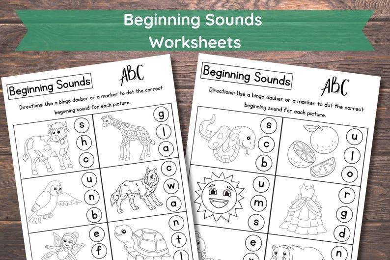 10 Printable Beginning Sounds Worksheets | Preschool-1st Grade Phonics and Literacy | Alphabet Worksheet | Letter Sounds Worksheet image 1
