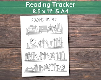 Rastreador de Leitura na Estante, Rastreador de Livros, Rastreador de Hábitos Diários, Página de Diário de Leitura, Registro de Leitura, Rastreador de Leitura, Rastreador Imprimível